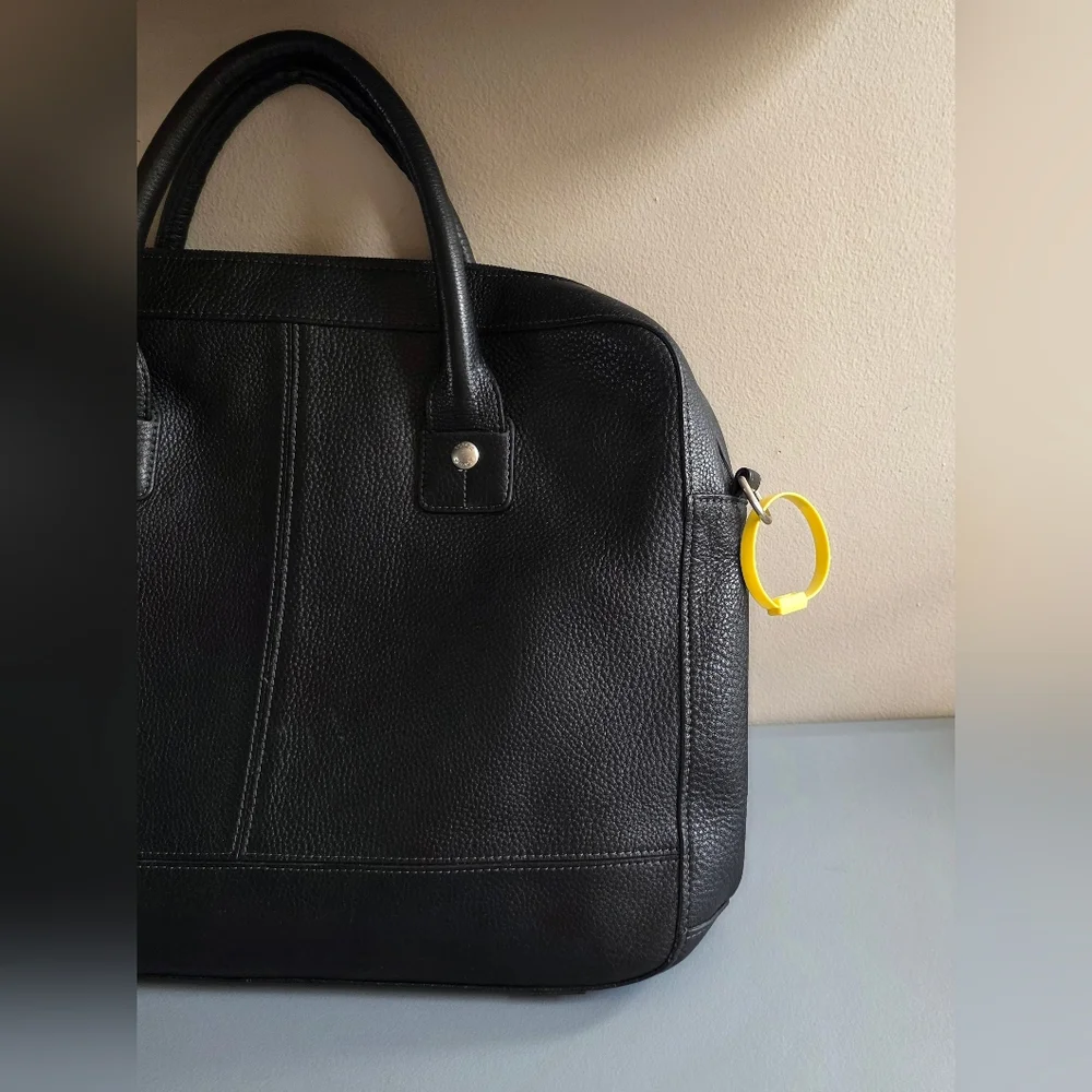 Bosca Black Pebbled Leather Briefcase Laptop Bag